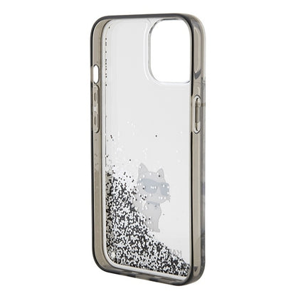 Θήκη για Apple iPhone 15 / 14 / 13, Karl Lagerfeld, Liquid Glitter Choupette, Διάφανη