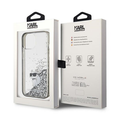 Θήκη για Apple iPhone 15 / 14 / 13, Karl Lagerfeld, Liquid Glitter Choupette, Διάφανη