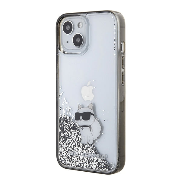 Θήκη για Apple iPhone 15 / 14 / 13, Karl Lagerfeld, Liquid Glitter Choupette, Διάφανη