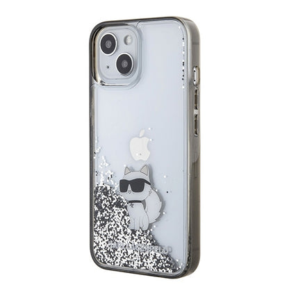 Θήκη για Apple iPhone 15 / 14 / 13, Karl Lagerfeld, Liquid Glitter Choupette, Διάφανη