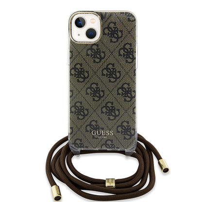 Θήκη για Apple iPhone 15, Guess, 4G IML Printed Crossbody, Καφέ