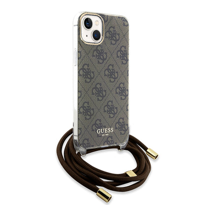 Θήκη για Apple iPhone 15, Guess, 4G IML Printed Crossbody, Καφέ