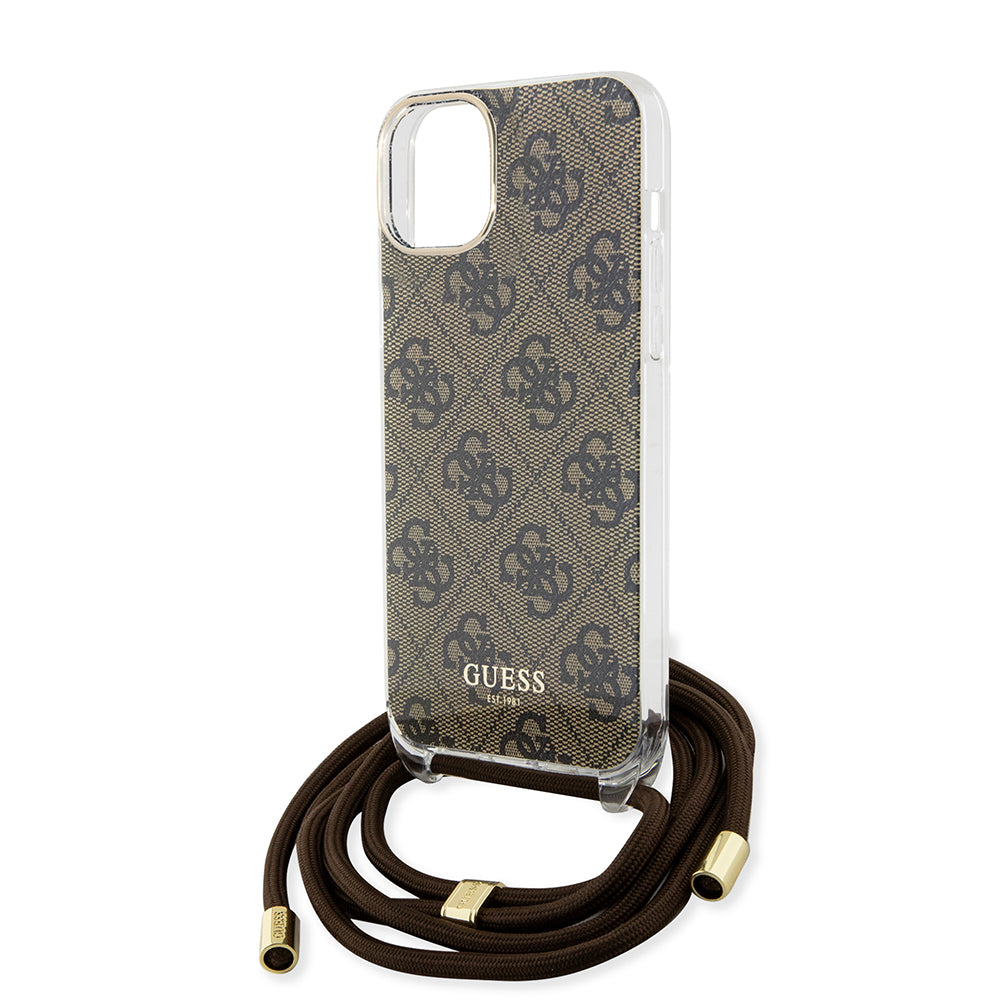 Θήκη για Apple iPhone 15, Guess, 4G IML Printed Crossbody, Καφέ