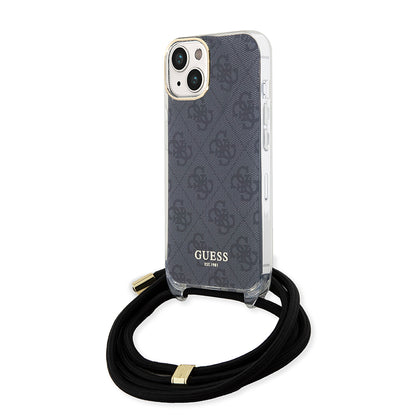 Θήκη για Apple iPhone 15, Guess, 4G IML Printed Crossbody, Μαύρη