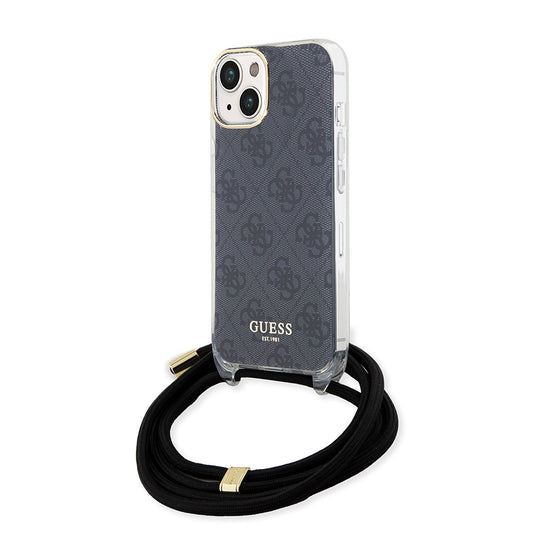 Θήκη για Apple iPhone 15, Guess, 4G IML Printed Crossbody, Μαύρη