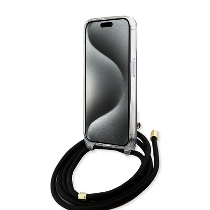 Θήκη για Apple iPhone 15, Guess, 4G IML Printed Crossbody, Μαύρη