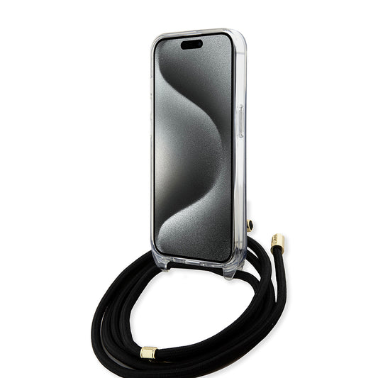 Θήκη για Apple iPhone 15, Guess, 4G IML Printed Crossbody, Μαύρη