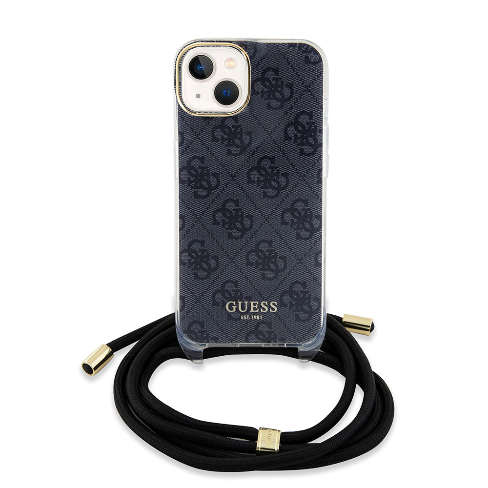 Θήκη για Apple iPhone 15, Guess, 4G IML Printed Crossbody, Μαύρη