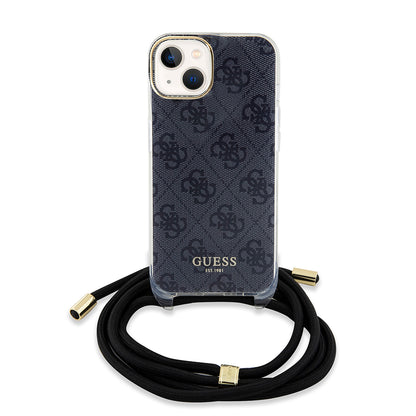 Θήκη για Apple iPhone 15, Guess, 4G IML Printed Crossbody, Μαύρη