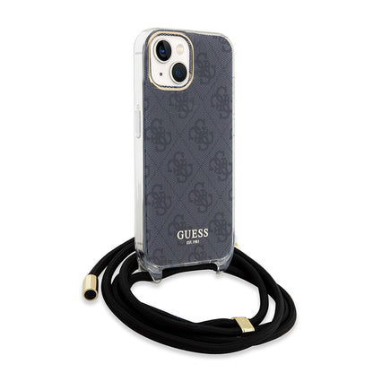 Θήκη για Apple iPhone 15, Guess, 4G IML Printed Crossbody, Μαύρη