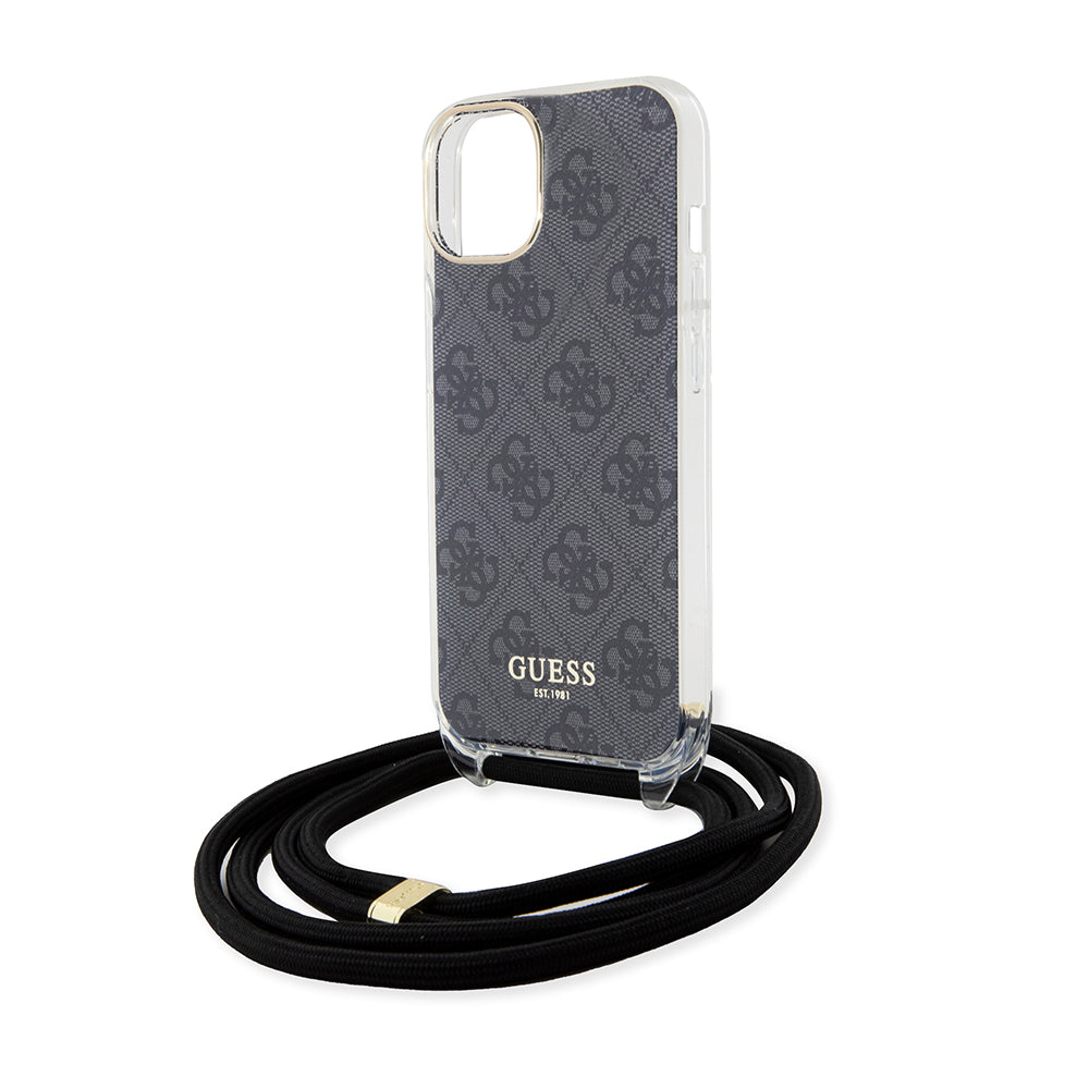 Θήκη για Apple iPhone 15, Guess, 4G IML Printed Crossbody, Μαύρη