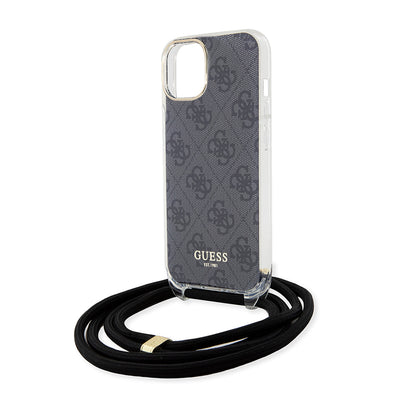 Θήκη για Apple iPhone 15, Guess, 4G IML Printed Crossbody, Μαύρη