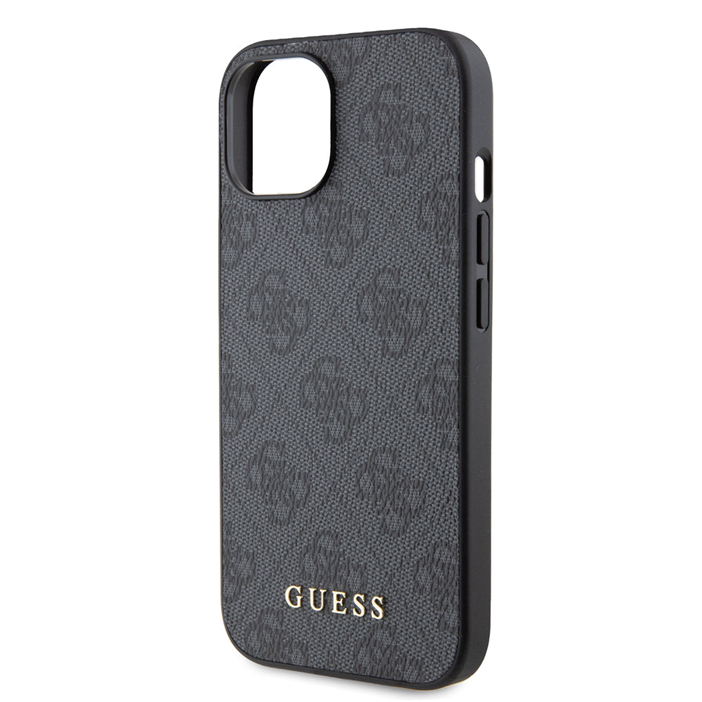 Θήκη για Apple iPhone 15, Guess, 4G Metal Gold Logo, Γκρι