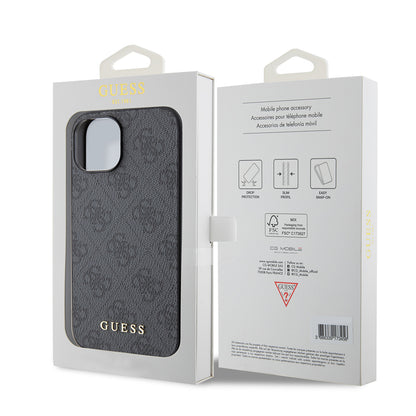 Θήκη για Apple iPhone 15, Guess, 4G Metal Gold Logo, Γκρι
