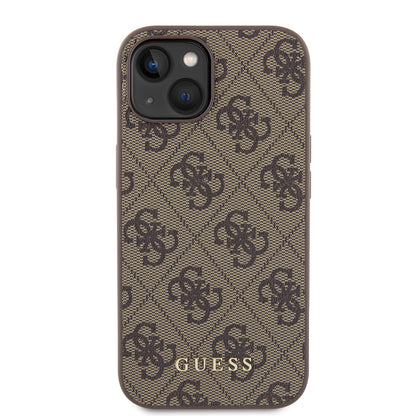 Θήκη για Apple iPhone 15, Guess, 4G Metal Gold Logo, Καφέ
