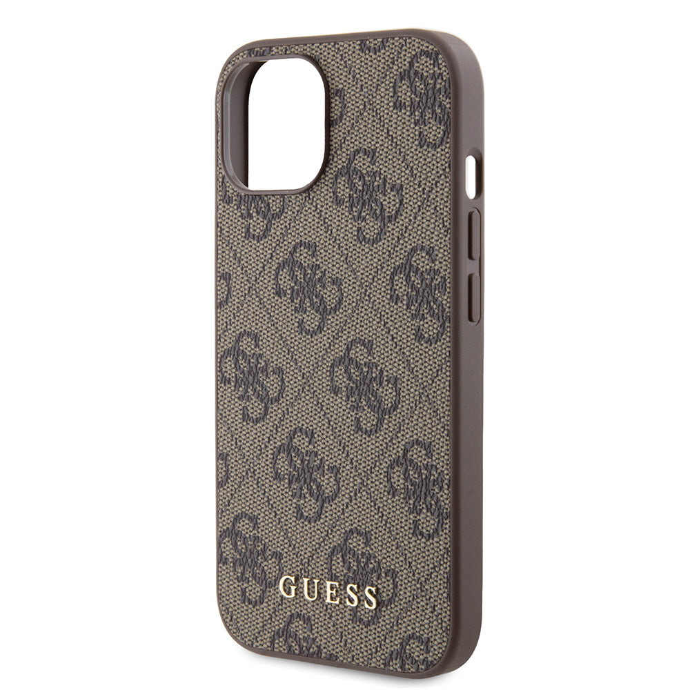 Θήκη για Apple iPhone 15, Guess, 4G Metal Gold Logo, Καφέ