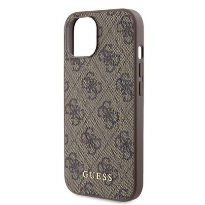 Θήκη για Apple iPhone 15, Guess, 4G Metal Gold Logo, Καφέ
