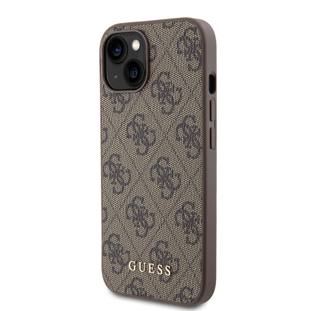 Θήκη για Apple iPhone 15, Guess, 4G Metal Gold Logo, Καφέ