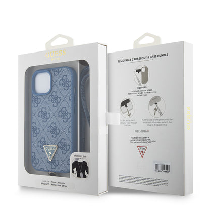 Θήκη για Apple iPhone 15, Guess, Crossbody 4G Metal Logo, Μπλε