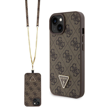 Θήκη για Apple iPhone 15, Guess, Crossbody 4G Metal Logo, Καφέ