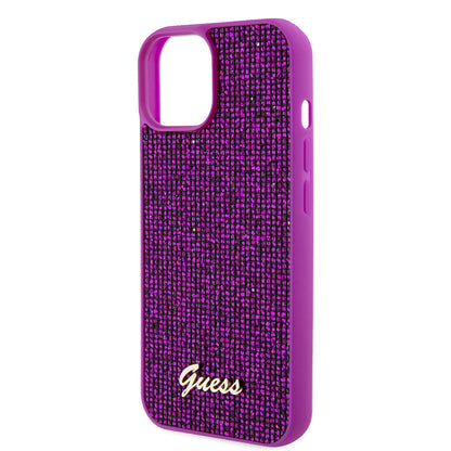 Θήκη για Apple iPhone 15, Guess, Disco Metal Script, Φούξια