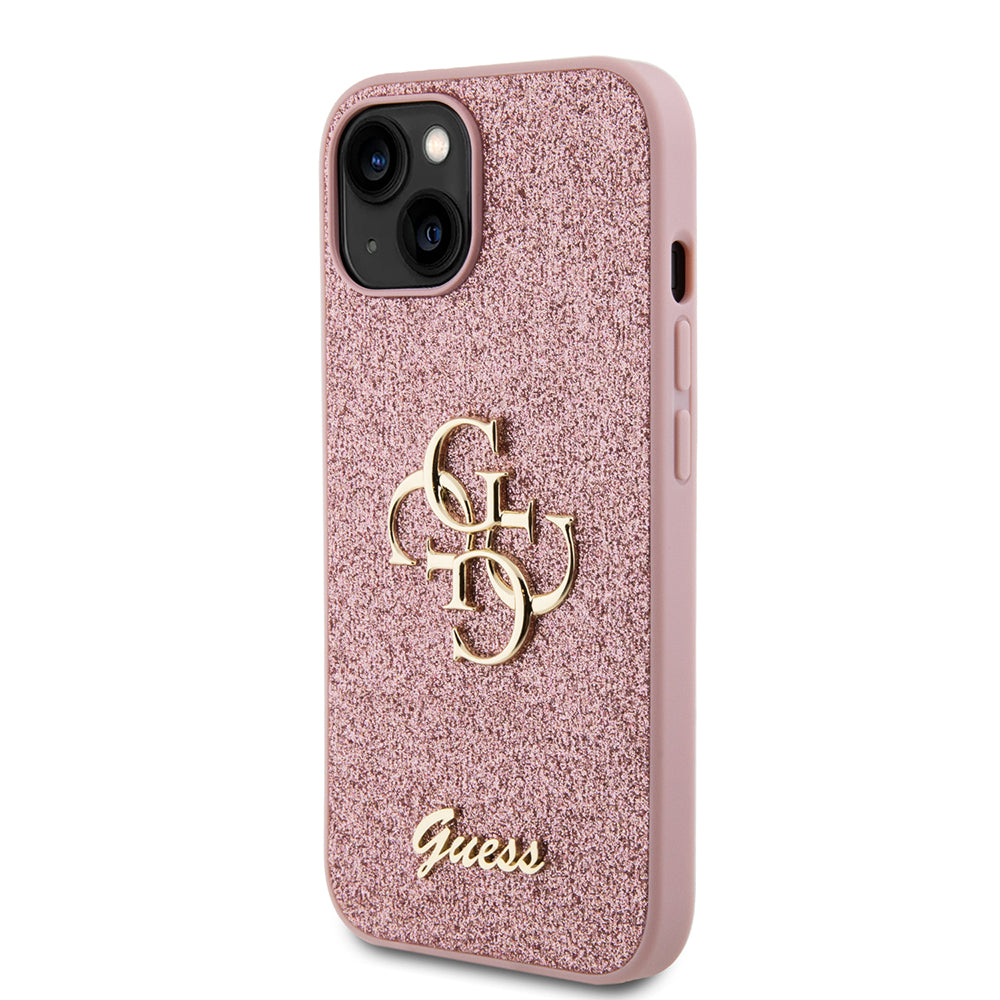 Case for Apple iPhone 15, Guess, Glitter Big 4G Script, Pink