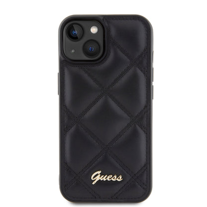 Θήκη για Apple iPhone 15, Guess, Quilted Metal Logo, Μαύρη