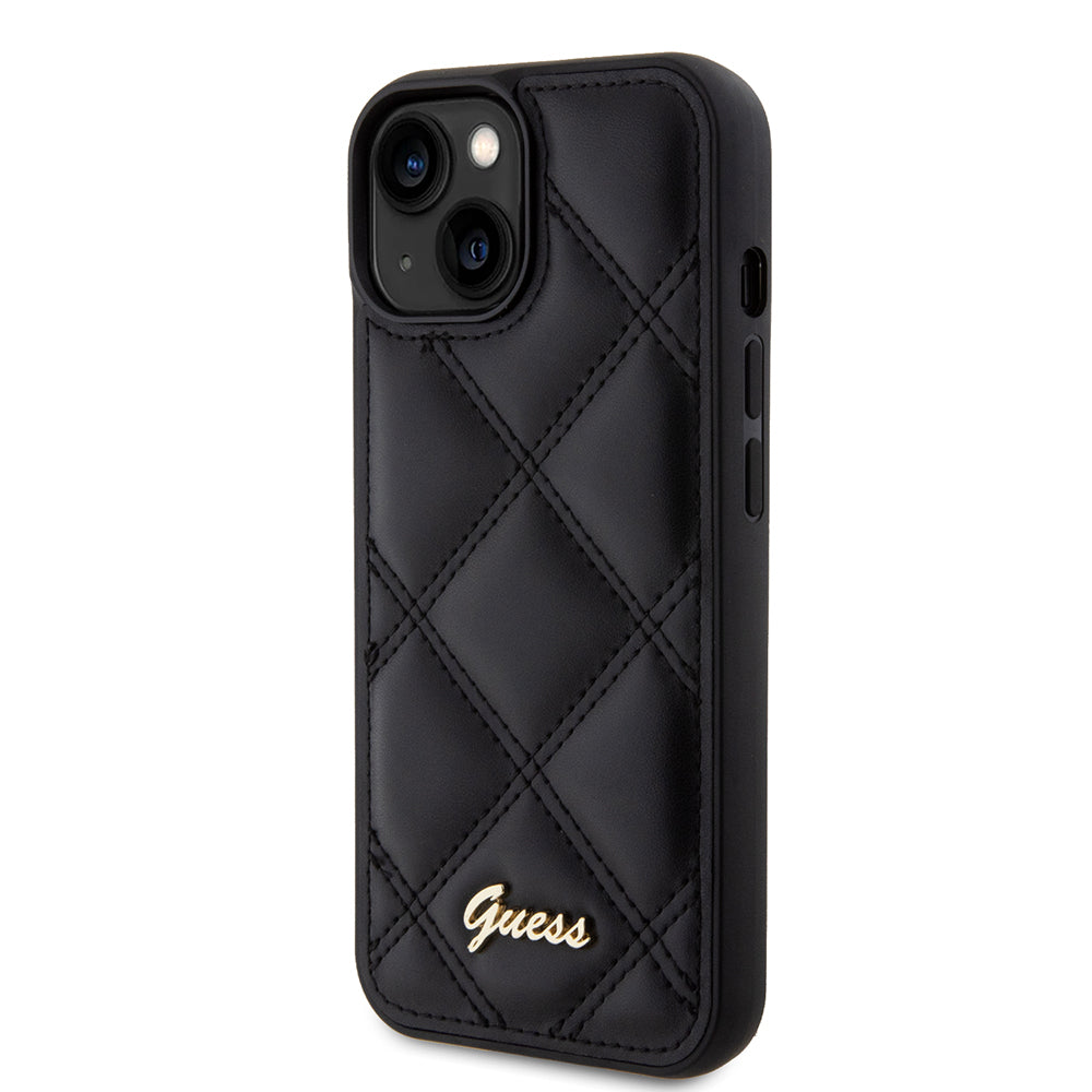 Θήκη για Apple iPhone 15, Guess, Quilted Metal Logo, Μαύρη