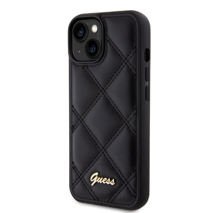 Θήκη για Apple iPhone 15, Guess, Quilted Metal Logo, Μαύρη