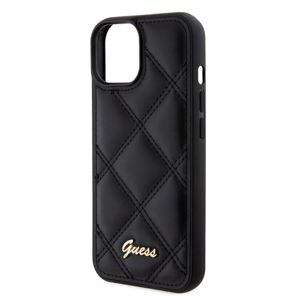 Θήκη για Apple iPhone 15, Guess, Quilted Metal Logo, Μαύρη