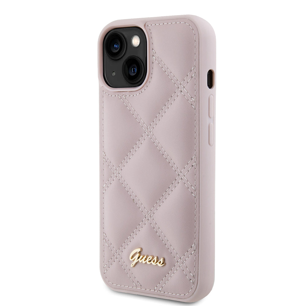 Θήκη για Apple iPhone 15, Guess, Quilted Metal Logo, Ροζ