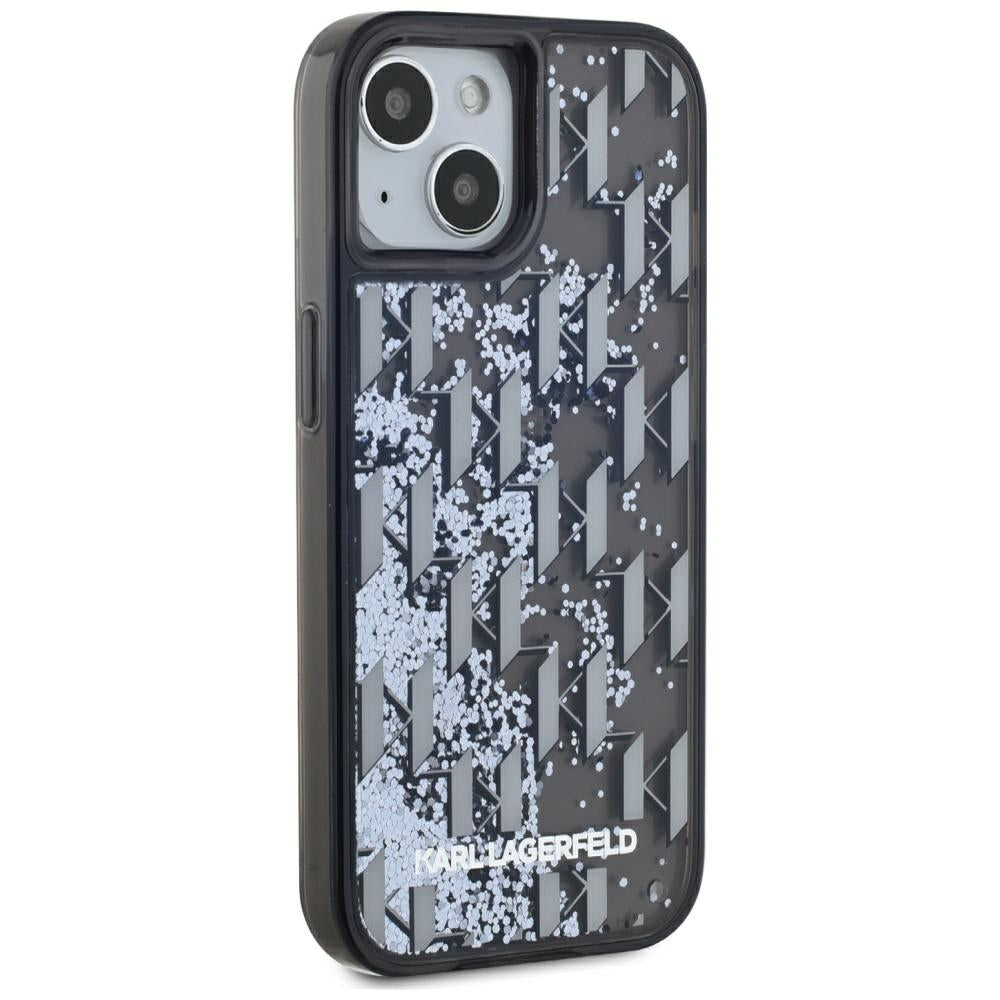 Θήκη για Apple iPhone 15, Karl Lagerfeld, Liquid Glitter Monogram, Μαύρη