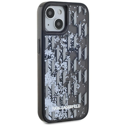 Θήκη για Apple iPhone 15, Karl Lagerfeld, Liquid Glitter Monogram, Μαύρη