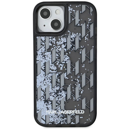 Θήκη για Apple iPhone 15, Karl Lagerfeld, Liquid Glitter Monogram, Μαύρη