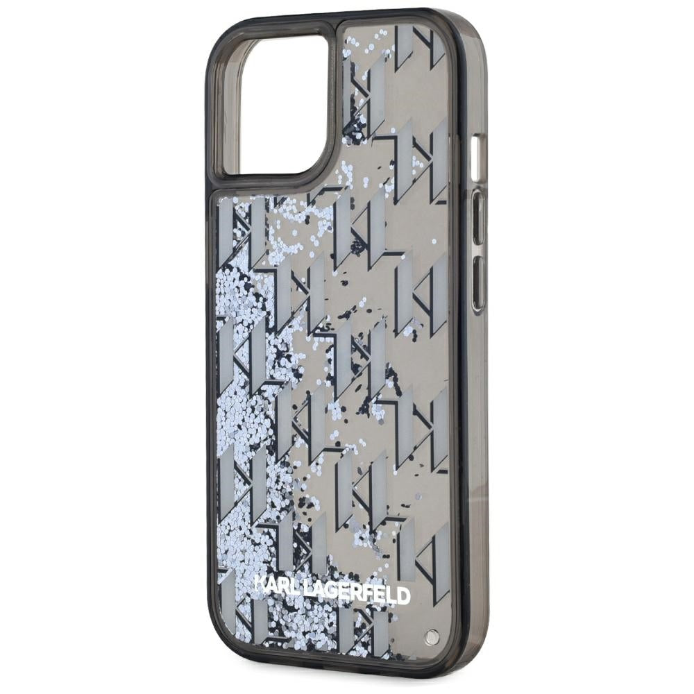 Θήκη για Apple iPhone 15, Karl Lagerfeld, Liquid Glitter Monogram, Μαύρη