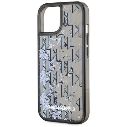 Θήκη για Apple iPhone 15, Karl Lagerfeld, Liquid Glitter Monogram, Μαύρη