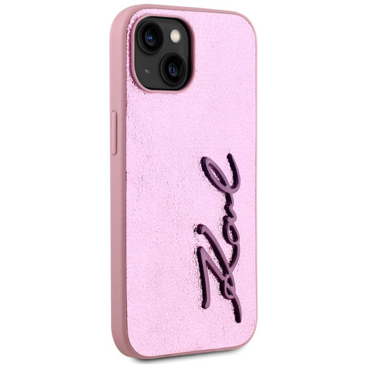 Θήκη για Apple iPhone 15, Karl Lagerfeld, Metal Signature, Ροζ