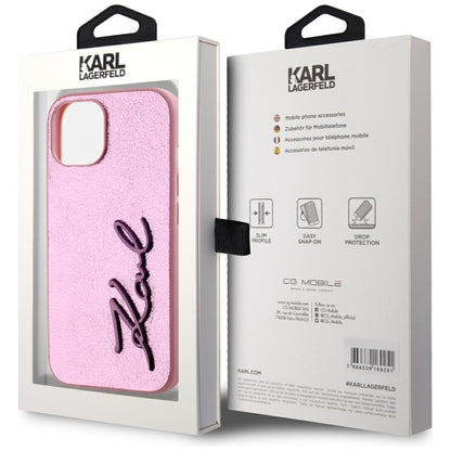 Θήκη για Apple iPhone 15, Karl Lagerfeld, Metal Signature, Ροζ