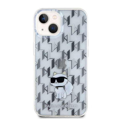 Θήκη για Apple iPhone 15, Karl Lagerfeld, Monogram Choupette, Διάφανη