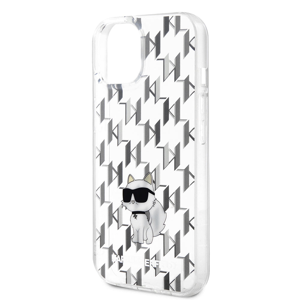 Θήκη για Apple iPhone 15, Karl Lagerfeld, Monogram Choupette, Διάφανη