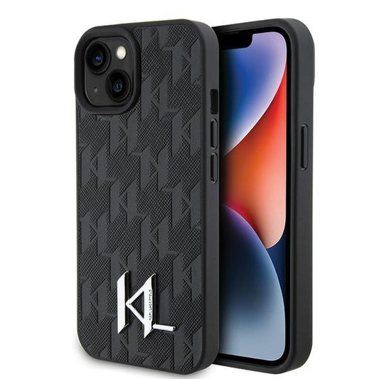 Θήκη για Apple iPhone 15, Karl Lagerfeld, Monogram Hot Stamp Metal Logo, Μαύρη