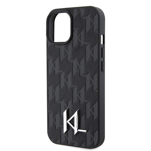 Θήκη για Apple iPhone 15, Karl Lagerfeld, Monogram Hot Stamp Metal Logo, Μαύρη