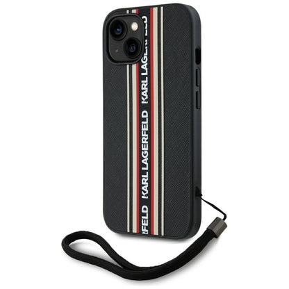 Θήκη για Apple iPhone 15, Karl Lagerfeld, Saffiano Athleisure Stripes with Strap, Rosie