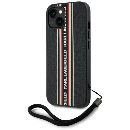 Θήκη για Apple iPhone 15, Karl Lagerfeld, Saffiano Athleisure Stripes with Strap, Rosie