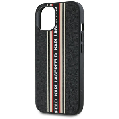 Θήκη για Apple iPhone 15, Karl Lagerfeld, Saffiano Athleisure Stripes with Strap, Rosie