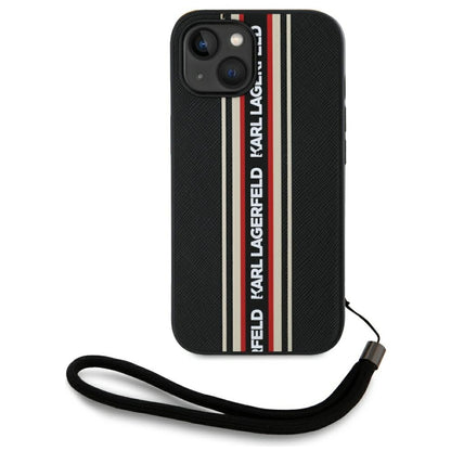 Θήκη για Apple iPhone 15, Karl Lagerfeld, Saffiano Athleisure Stripes with Strap, Rosie