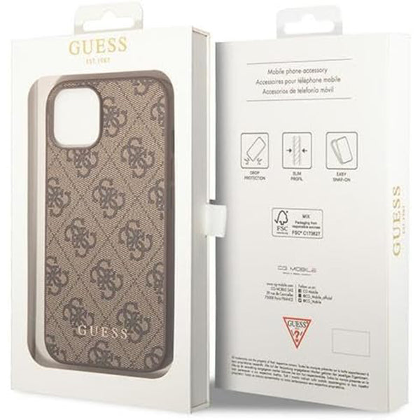 Θήκη για Apple iPhone 15 Plus, Guess, 4G Metal Gold Logo, Καφέ