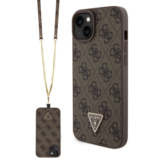 Θήκη για Apple iPhone 15 Plus, Guess, Crossbody 4G Metal Logo, Καφέ
