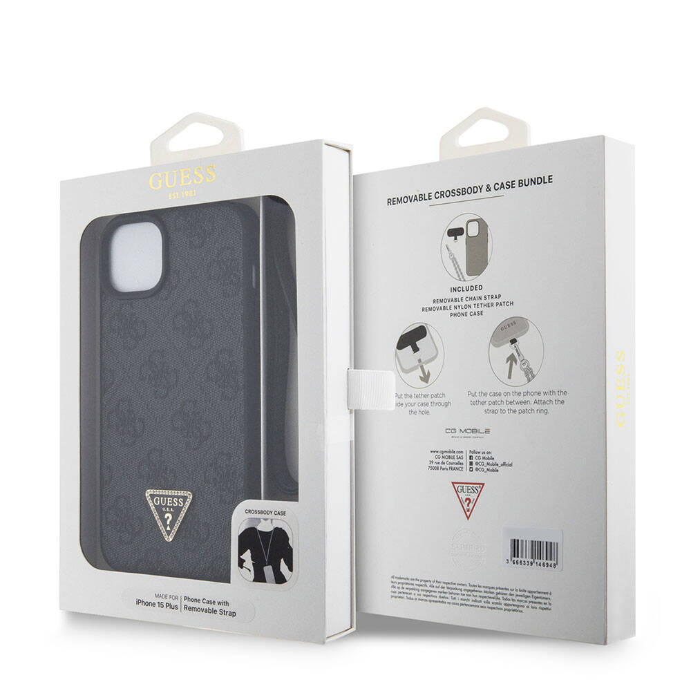 Θήκη για Apple iPhone 15 Plus, Guess, Crossbody 4G Metal Logo, Μαύρη