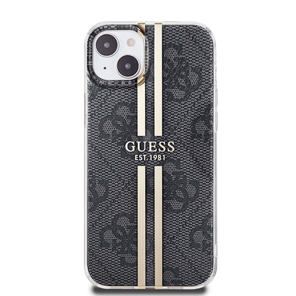 Θήκη για Apple iPhone 15 Plus, Guess, IML 4G Gold Stripe, Μαύρη